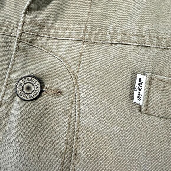 Levi's Men's XXL Field Jacket Olive Brown Canvas Utility Cargo Chore Coat Shell - Picture 4 of 10